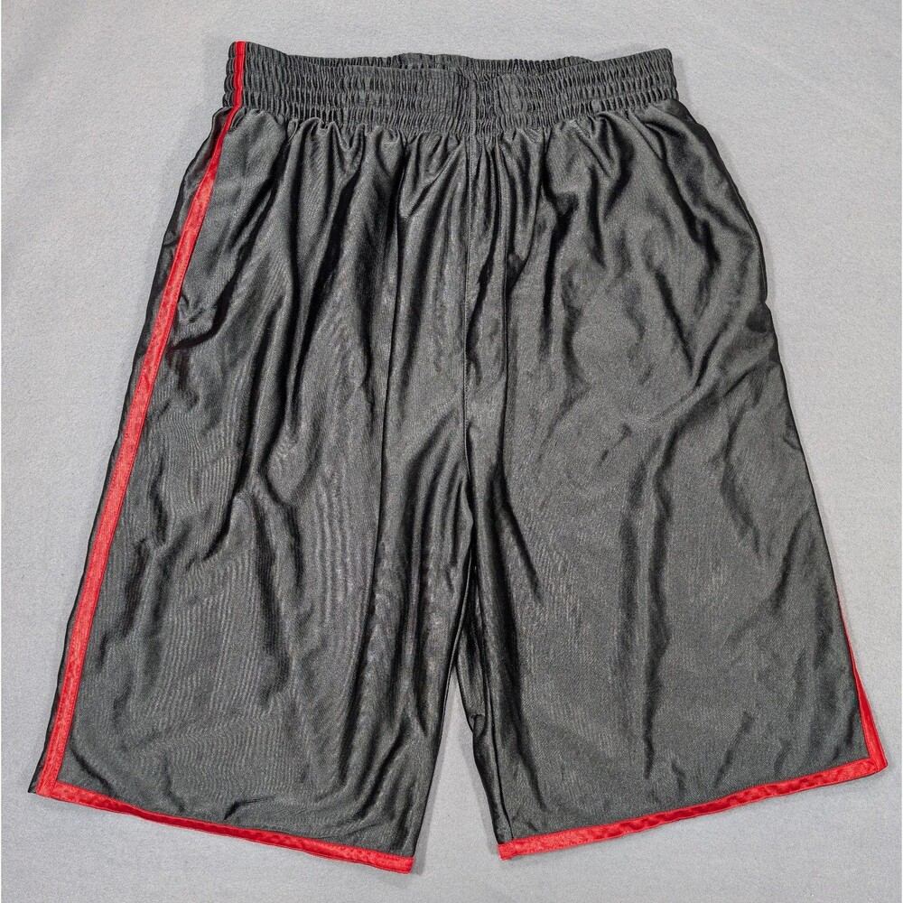 Linea Uomo LU Men's XL Black Basketball Athletic Shorts Red Trim Inseam 11"